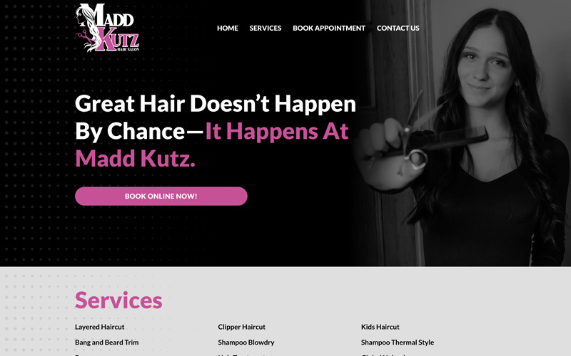 Indiana hair salon web design